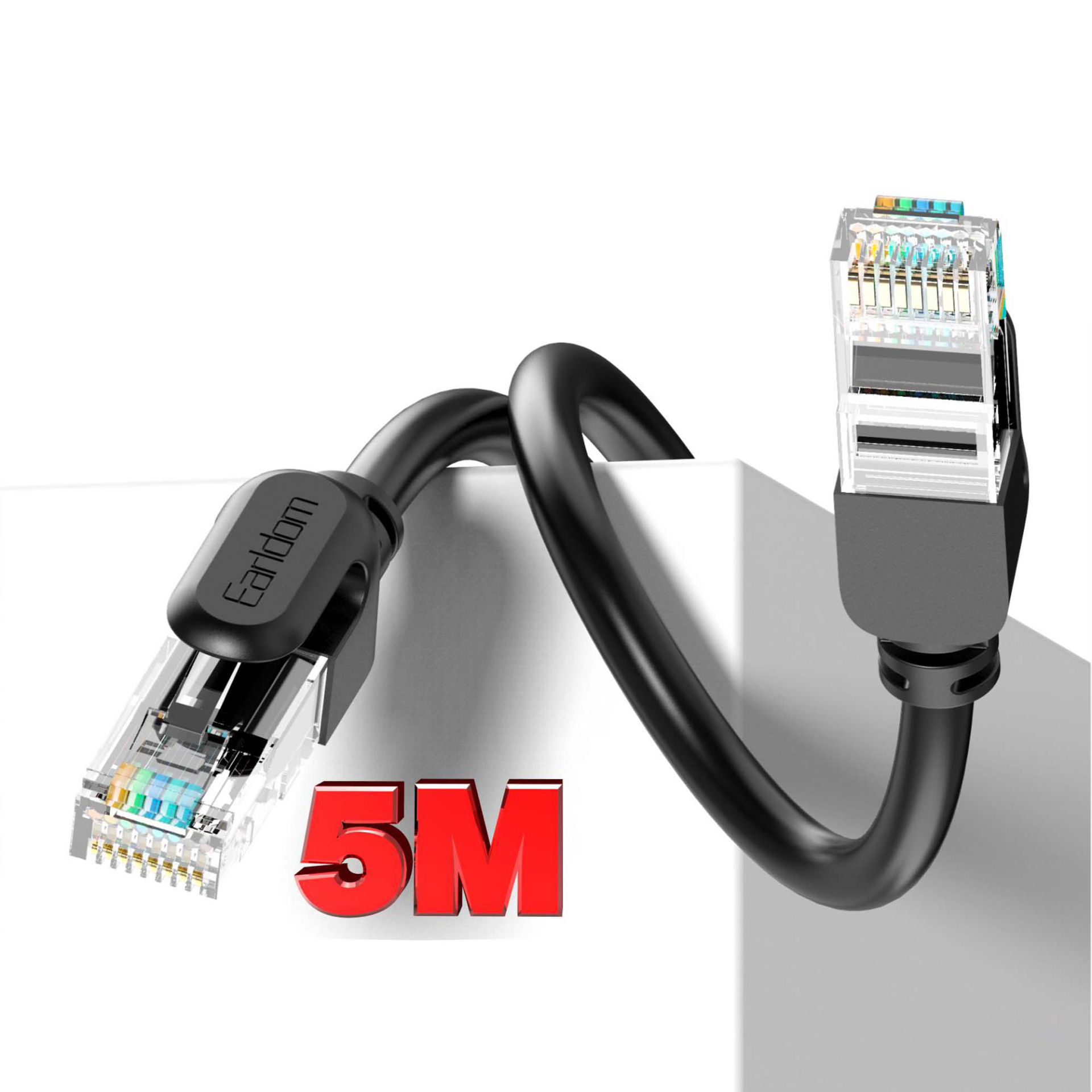 کابل پچ کورد شبکه LAN - ارلدام مدل ET-NW1 طول 5 متر - 100/1000Mbit گیگابیتی